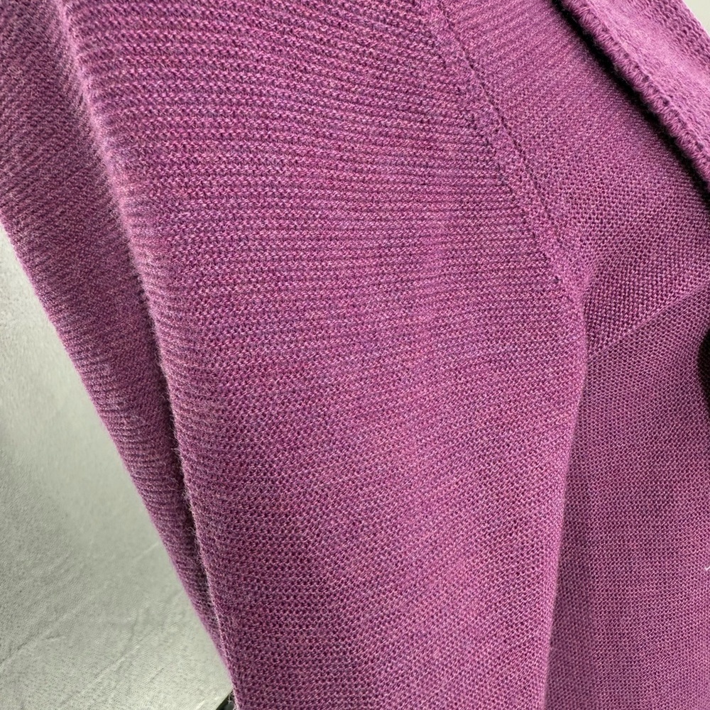 Eileen Fisher Open-Front Merino Wool Cardigan Purple Shawl-Collar Sweater S - Picture 11 of 11
